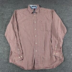 VTG Tommy‎ Hifliger Shirt Mens Large Red Plaid Button Up Comfort Cotton Y2K Work